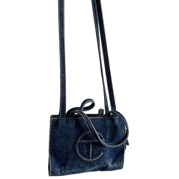 Telfar Denim Mini Shopper Bag - Blue Jean - Picture 2 of 9